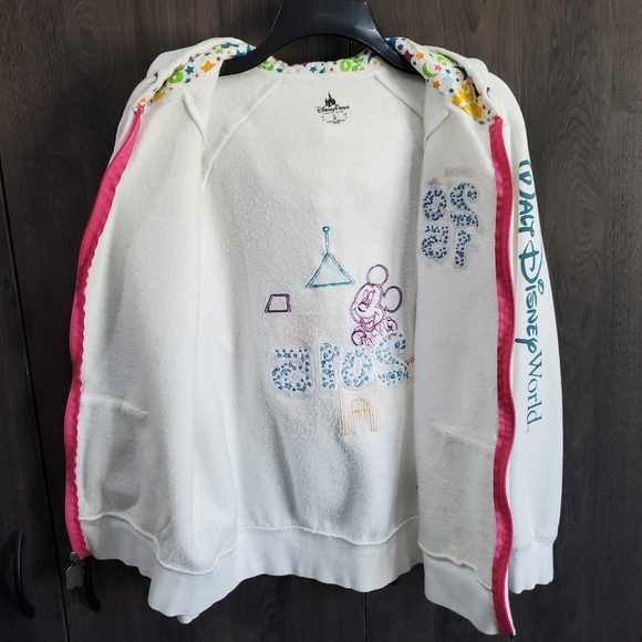 Like New Walt Disney World 2015 Mickey & Pals Jacket Zip White Hoodie Size XL - Picture 8 of 12
